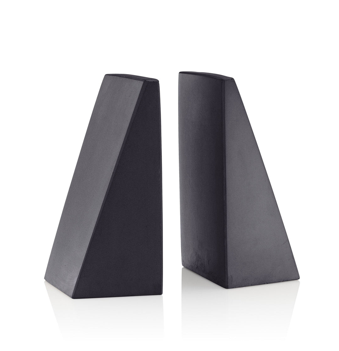 Concrete Angular Bookends: Charcoal — bookends, [material], Port Living Co.