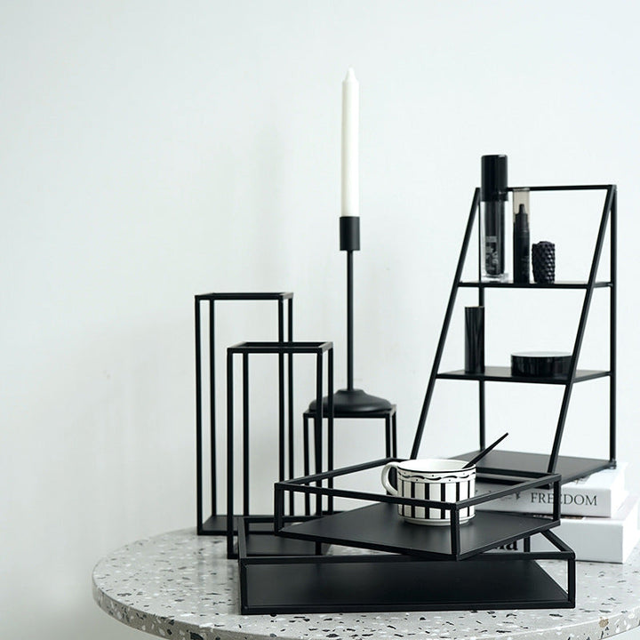 Tea Break Dessert Rack Set Simple Modern Black Iron Cake Plate Marble Tray Creative Cake Rack