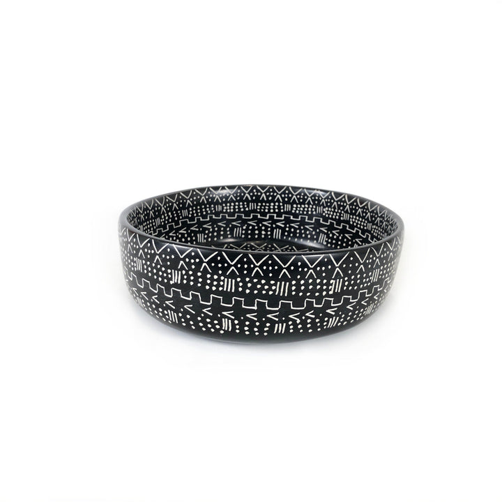 Mud Cloth Black Bowl - 8"