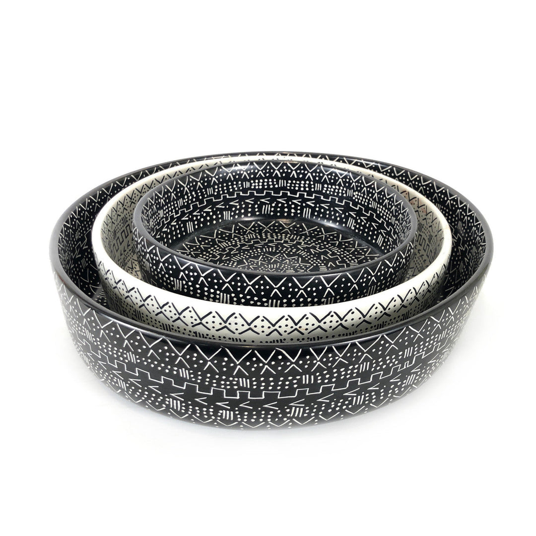 Mud Cloth Black Bowl - 8"