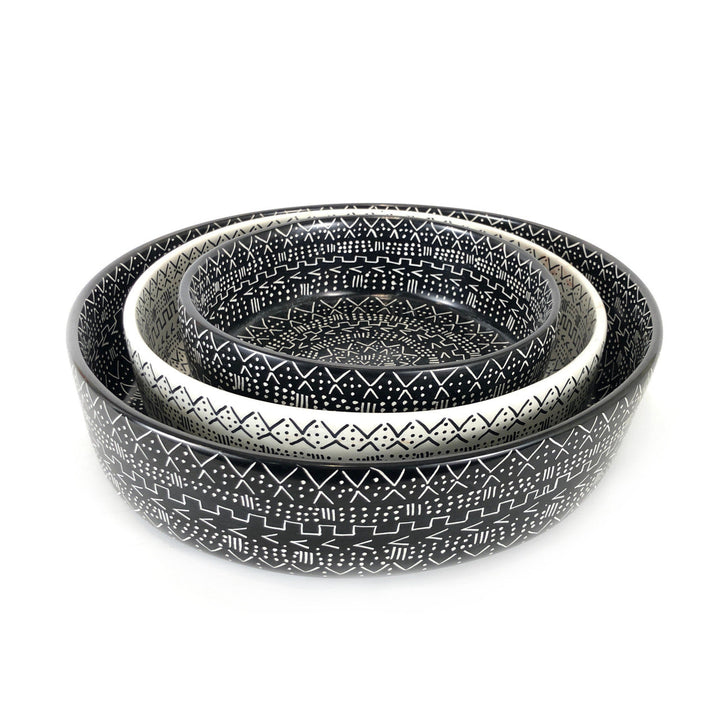 Mud Cloth Black Bowl - 8"