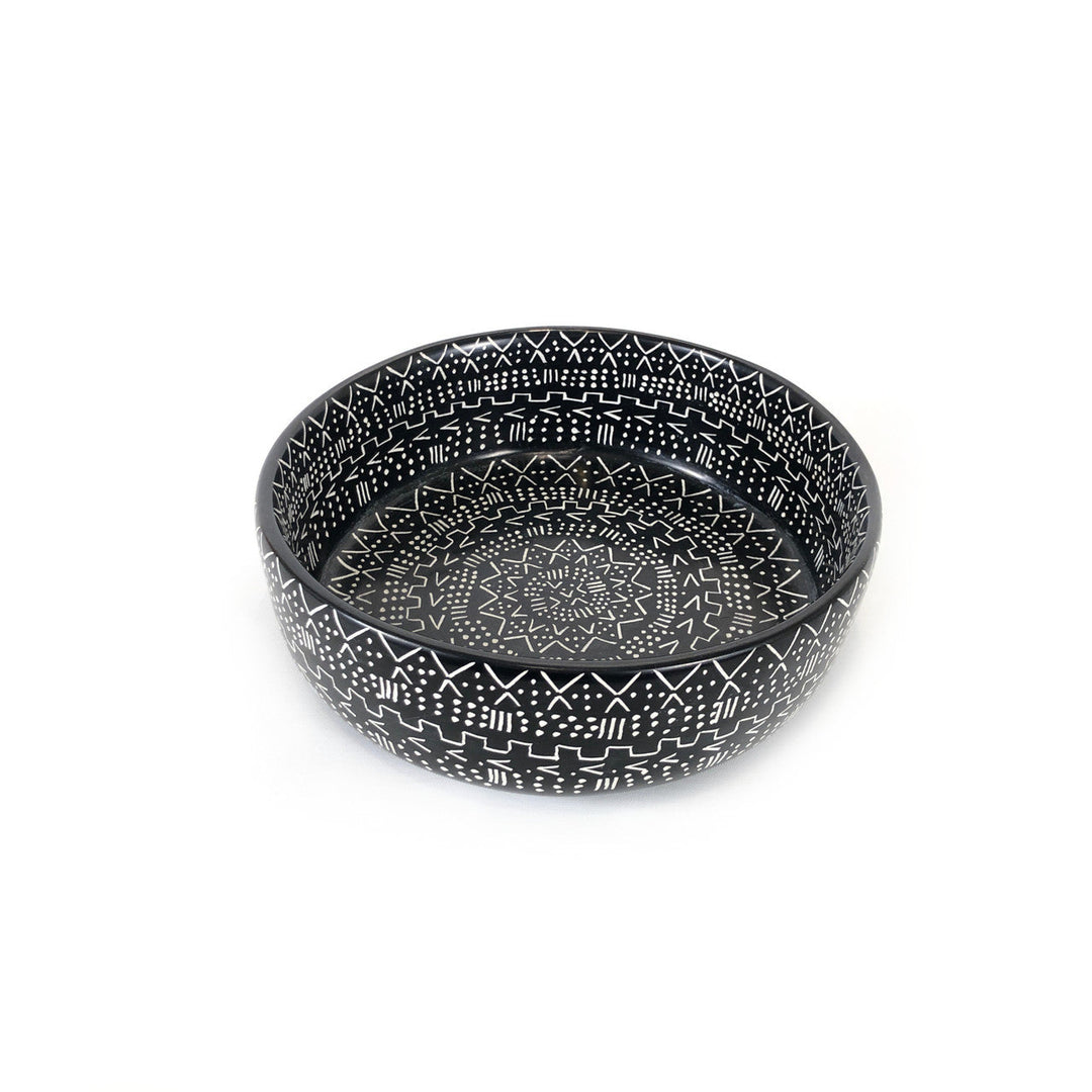 Mud Cloth Black Bowl - 8"