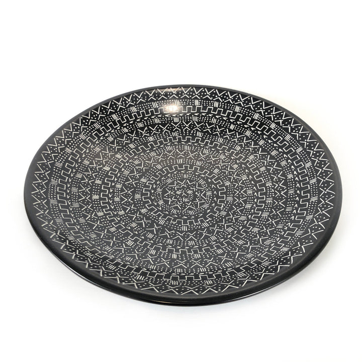 Mud Cloth Black Platter - 12"