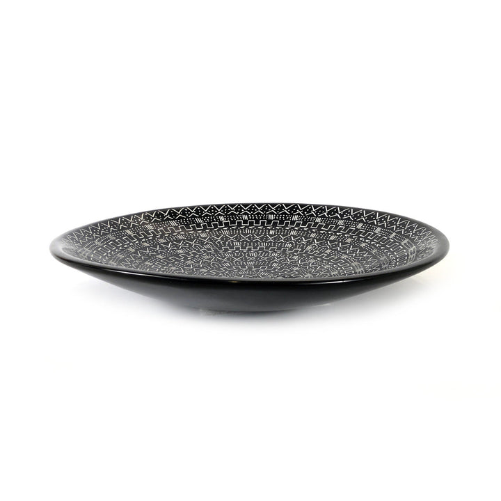 Mud Cloth Black Platter - 12"