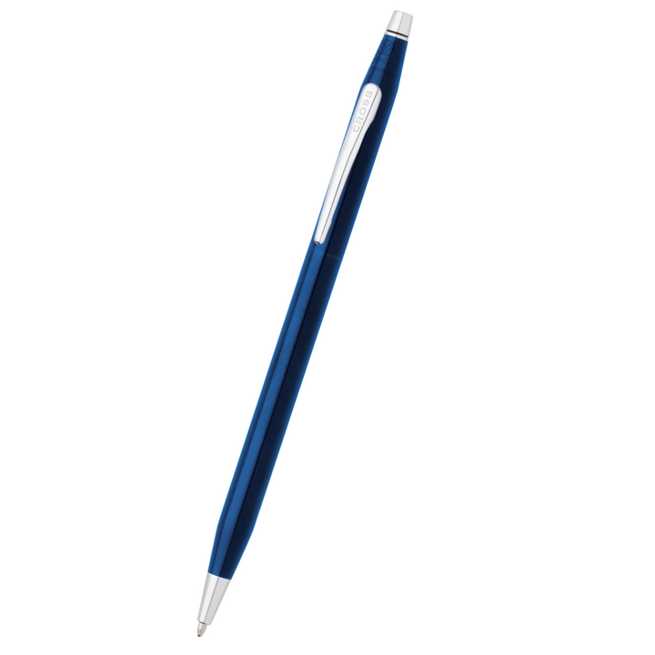Classic Century ballpoint pen, glossy translucent blue with silver tip and clip