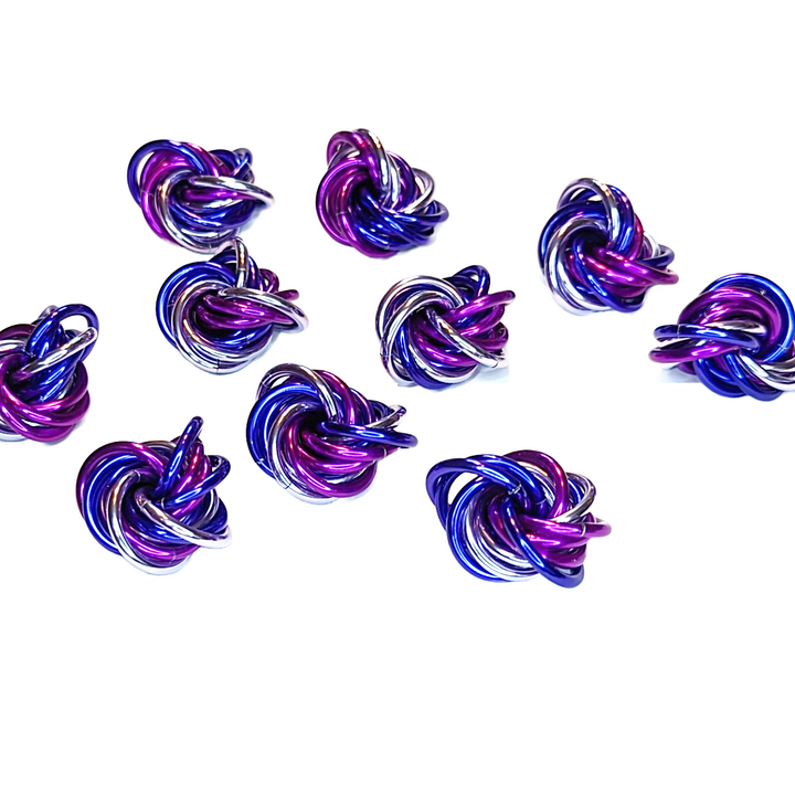 Purple Mobius fidget balls, shiny coiled set
