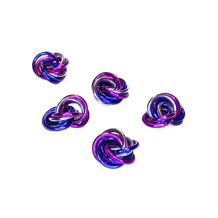 Möbii fidget balls, 5-pack of rainbow metal loop toys