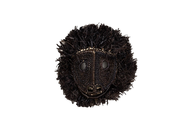 Decorative black howler monkey face mask with round eyes and textured features