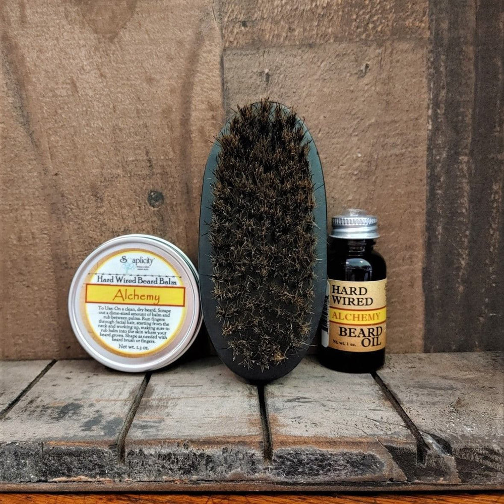 Beard-Pro Gift Set Beard Oil, Balm, & Brush — beard gift set, [material], Soaplicity