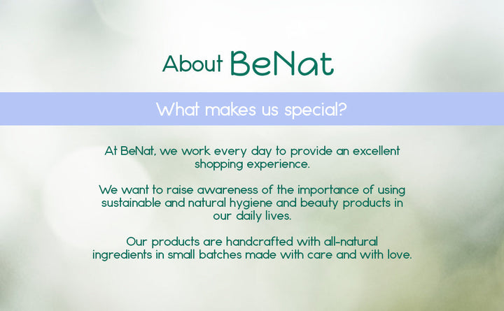 BeNat natural deodorant cream jar with brand information heading