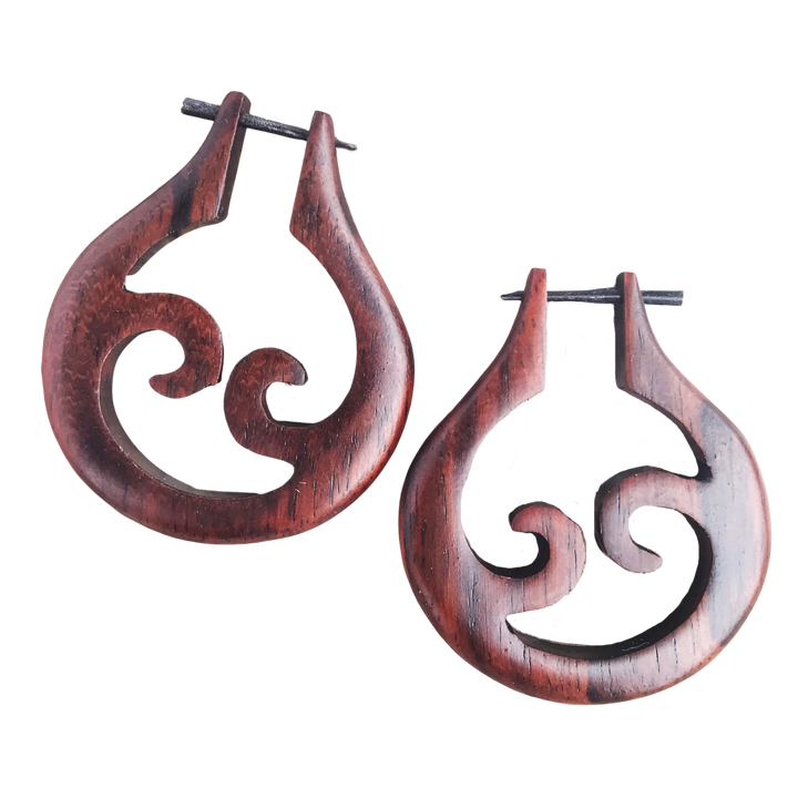 African tribal wood earrings