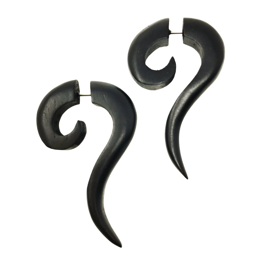 Bohemian Faux Gauge Earrings Tribal Illusion Plug Boho Organic Statement Jewelry brown or black