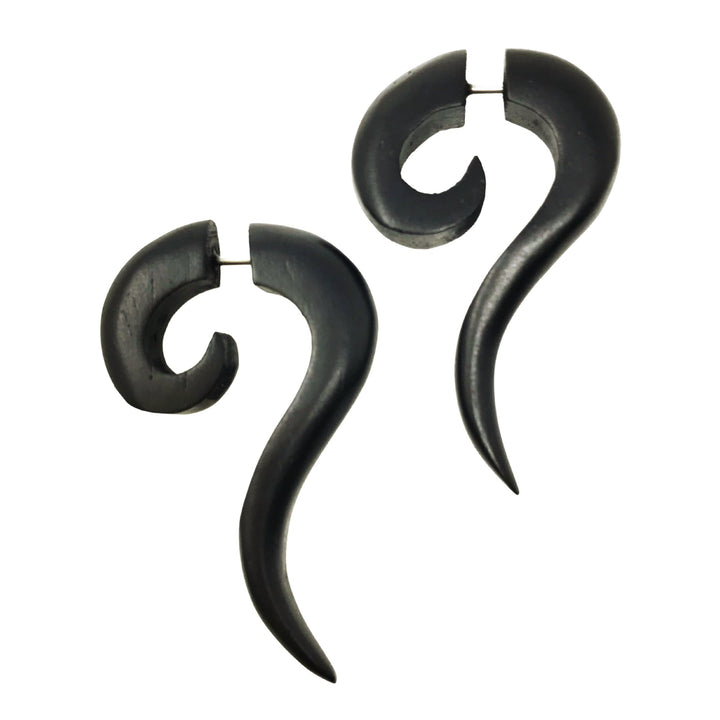 Bohemian Faux Gauge Earrings Tribal Illusion Plug Boho Organic Statement Jewelry brown or black