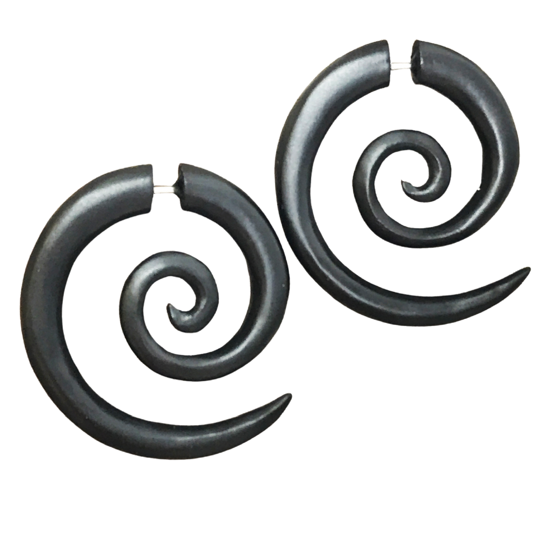 Boho Wooden Hoop Earrings- brown, black, white