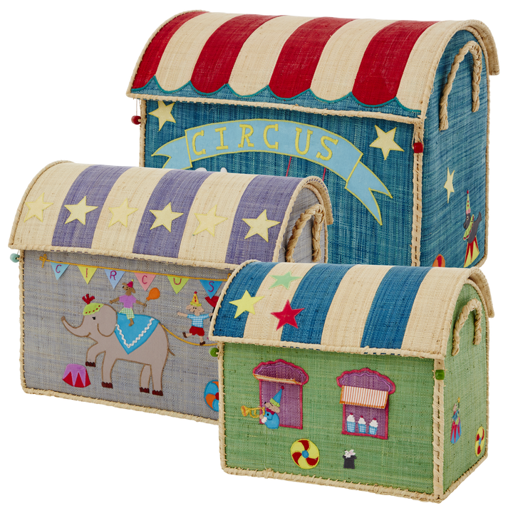 Raffia Storage House - Circus theme Set of 3