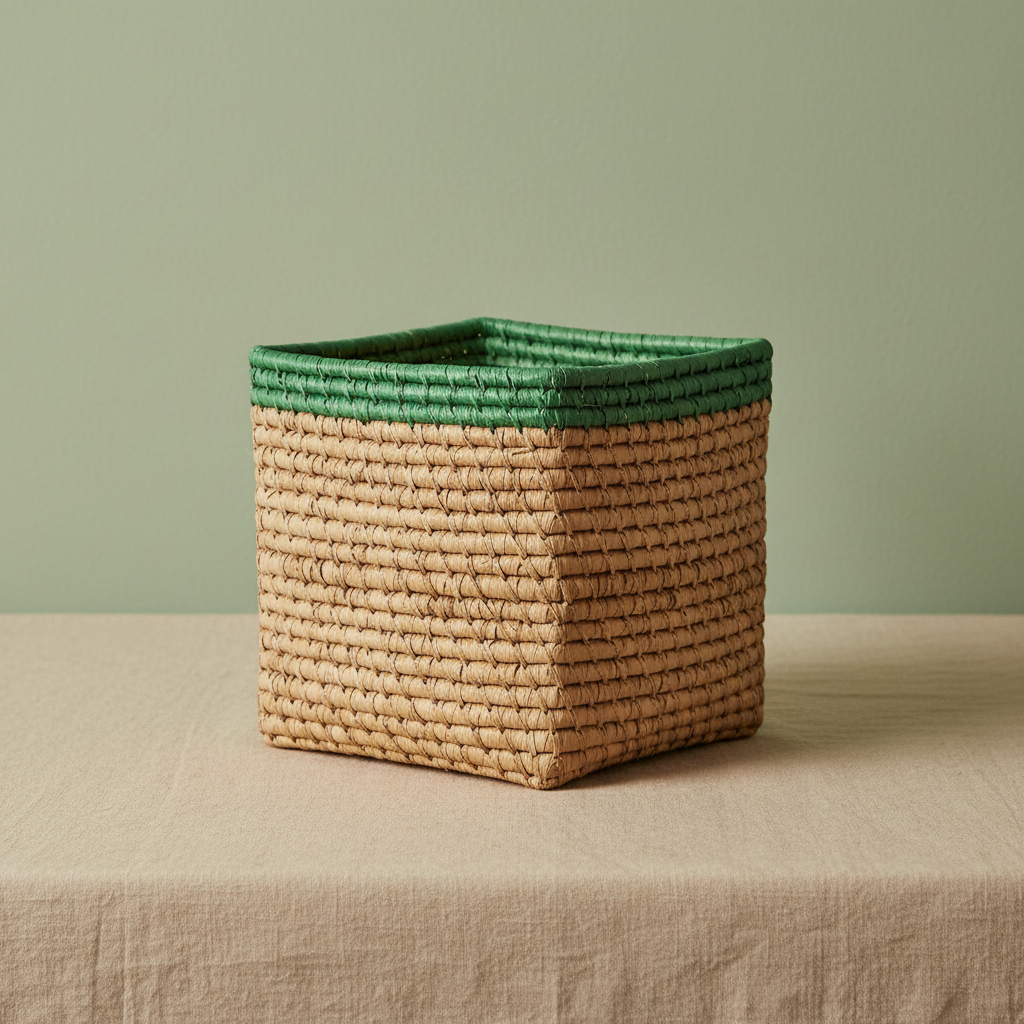 Small Square Raffia Storage Basket - Tea