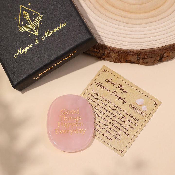 Oval rose quartz pocket crystal stone in soft pink