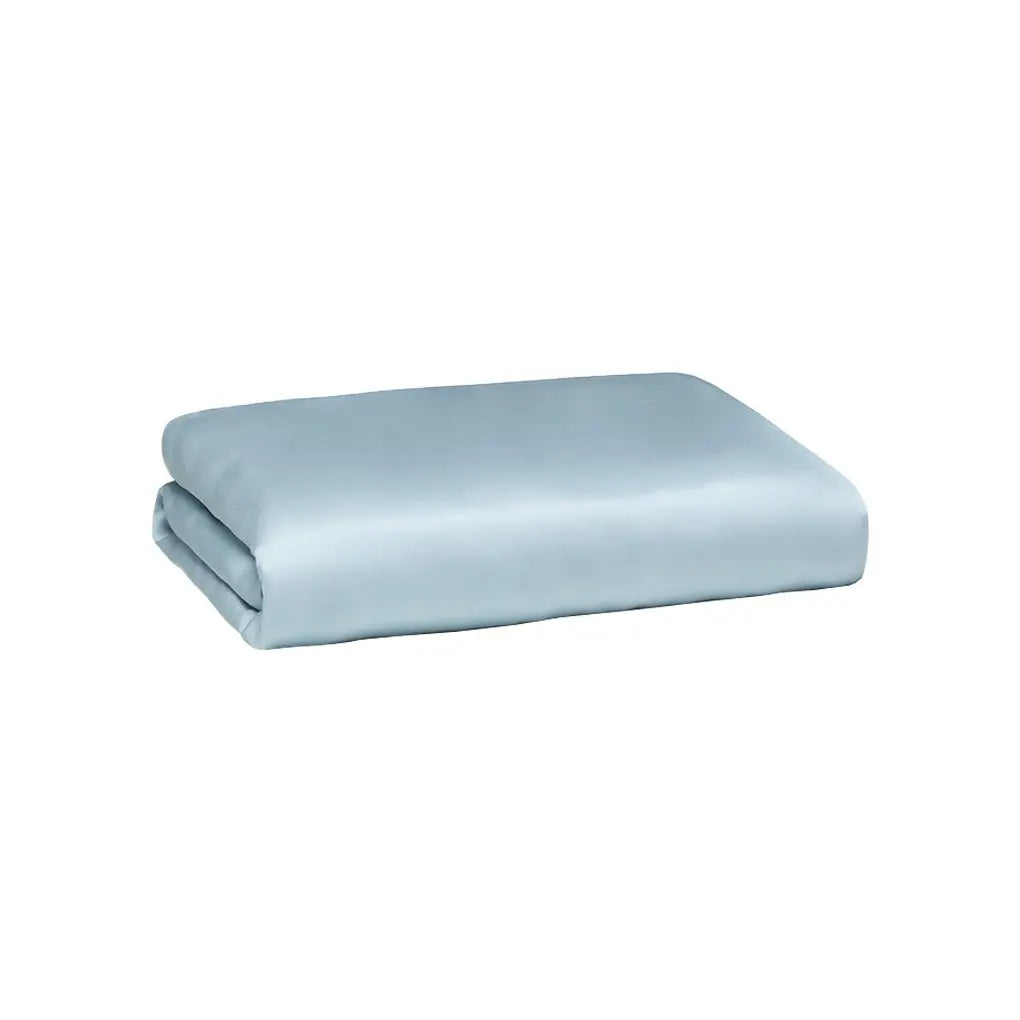 Ocean blue crib and toddler fitted sheet, neatly folded