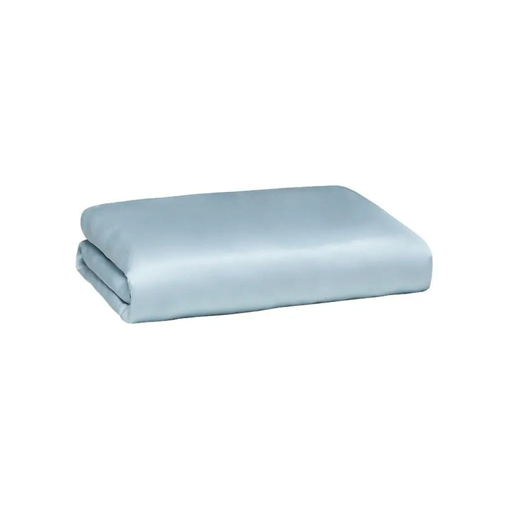 Ocean blue crib and toddler fitted sheet, neatly folded