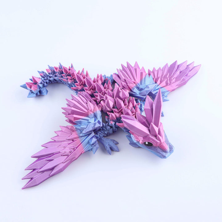 Multi-color crystal wing baby dragon fidget toy with articulated spiked wings and tail