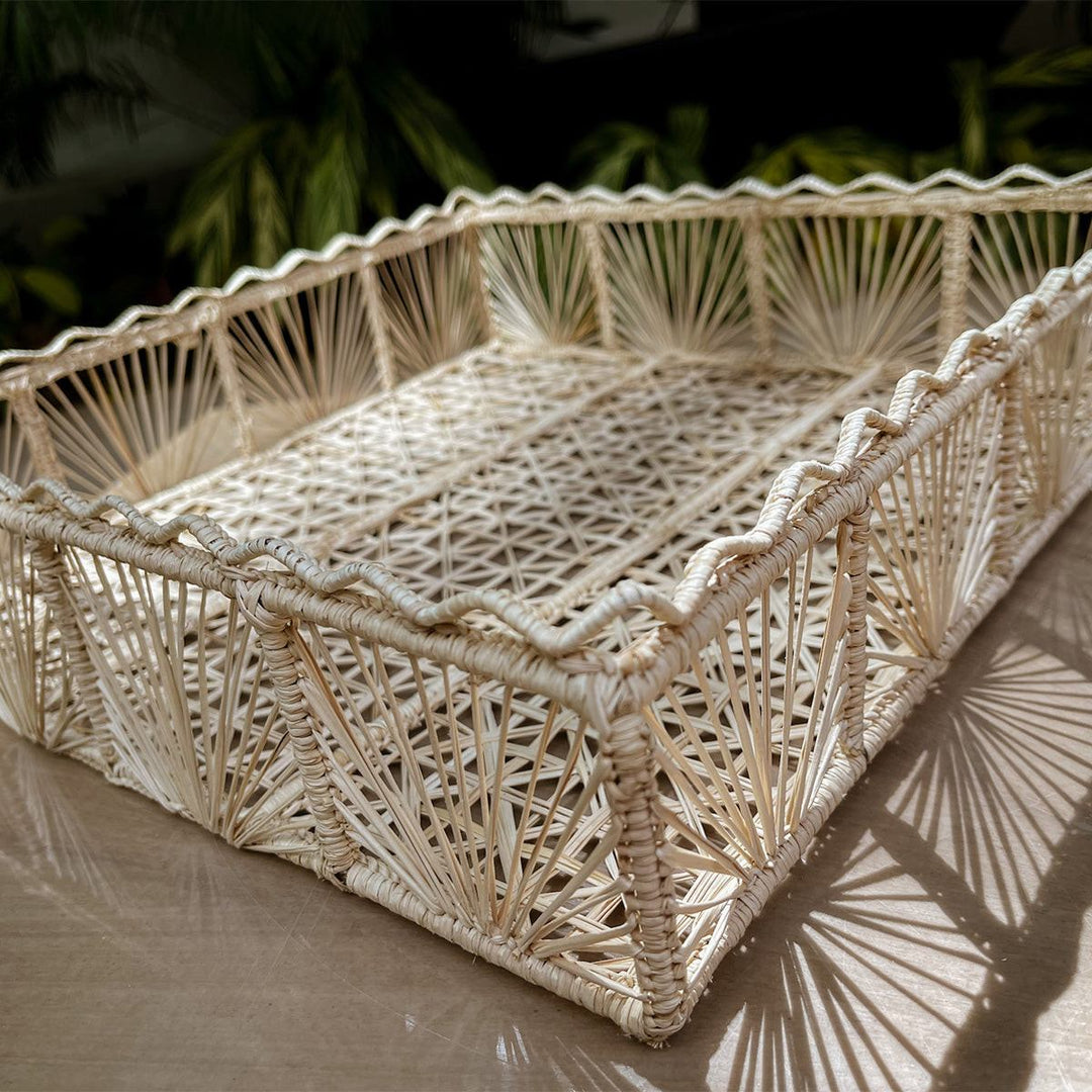 Sunshine Rectangle Handwoven Iraca Decorative Tray — Tray, [material], MacondoForever