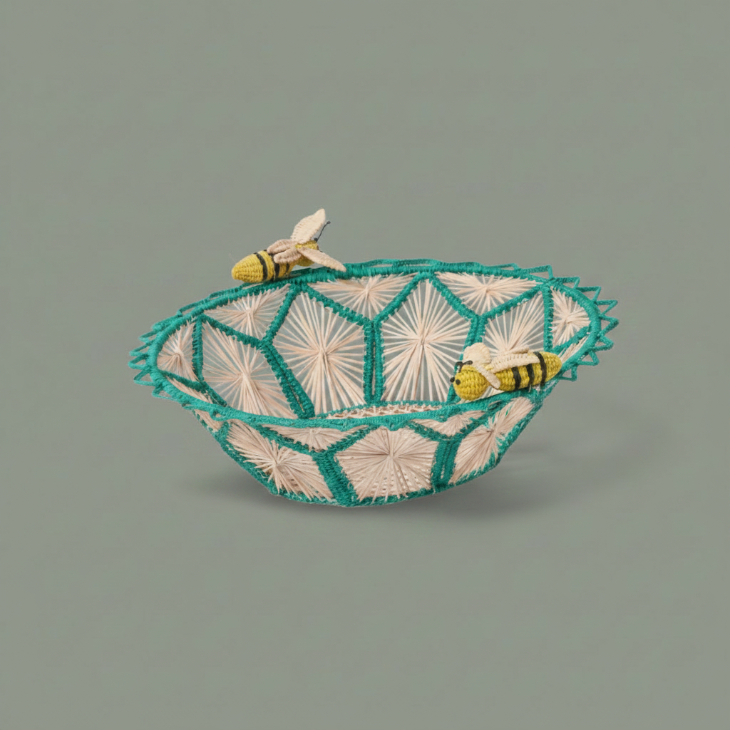 Busy Bees Handwoven Iraca Basket