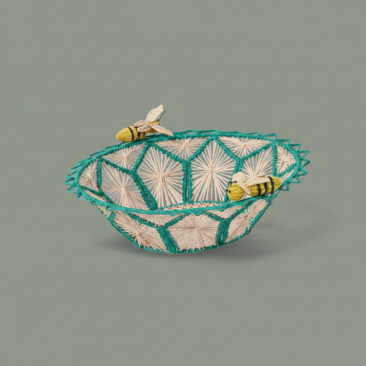 Busy Bees Handwoven Iraca Basket