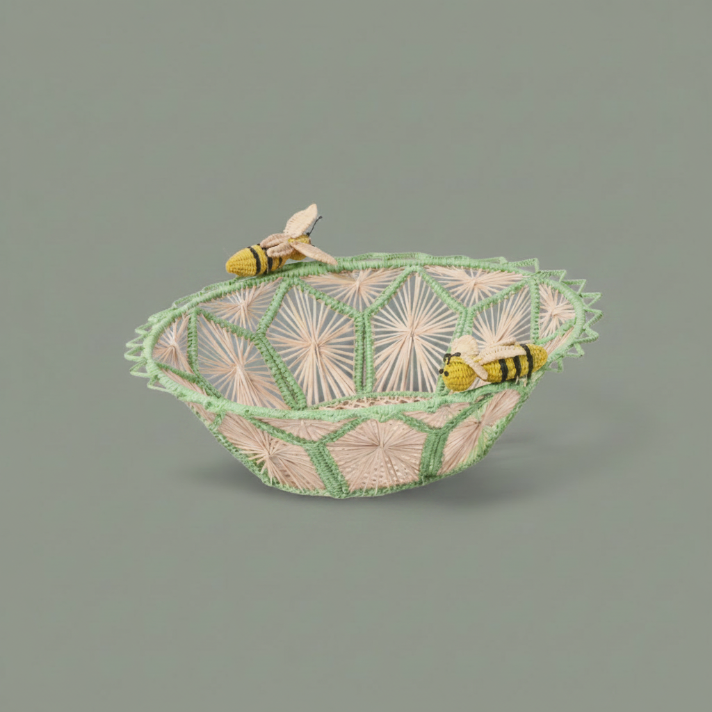 Busy Bees Handwoven Iraca Basket
