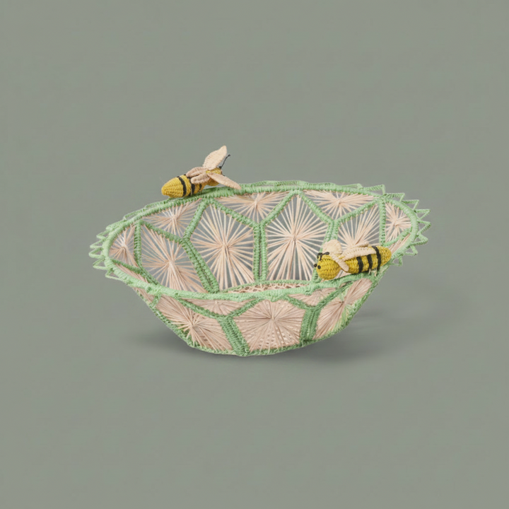 Busy Bees Handwoven Iraca Basket