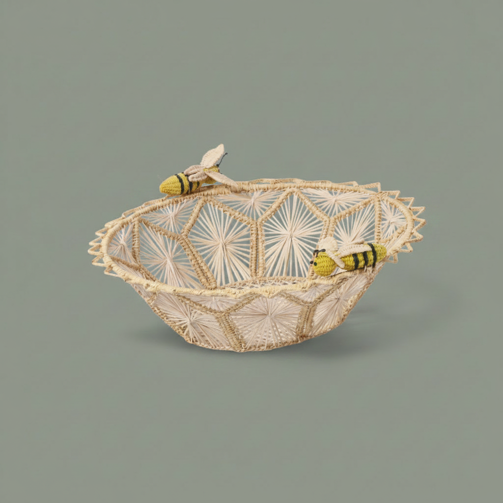 Busy Bees Handwoven Iraca Basket