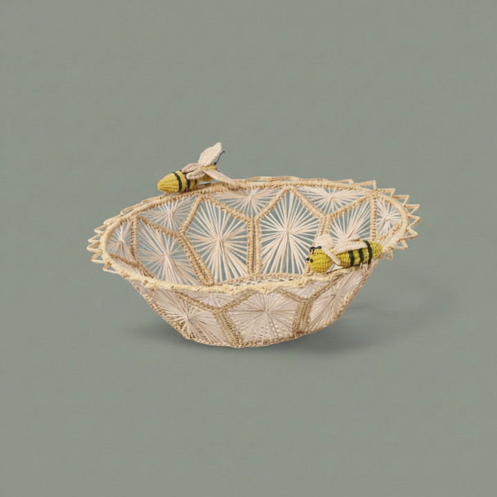 Busy Bees Handwoven Iraca Basket