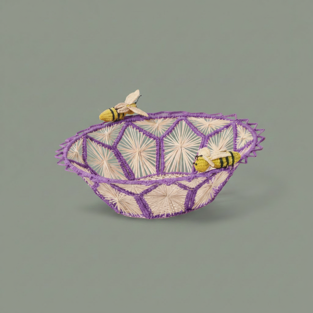 Busy Bees Handwoven Iraca Basket