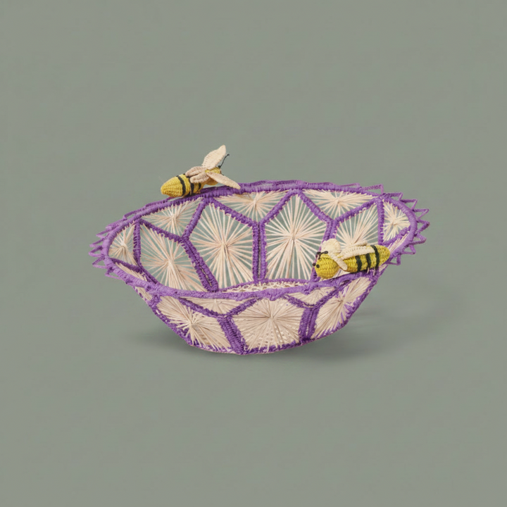 Busy Bees Handwoven Iraca Basket