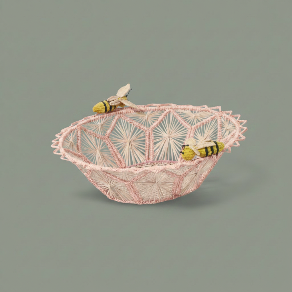 Busy Bees Handwoven Iraca Basket