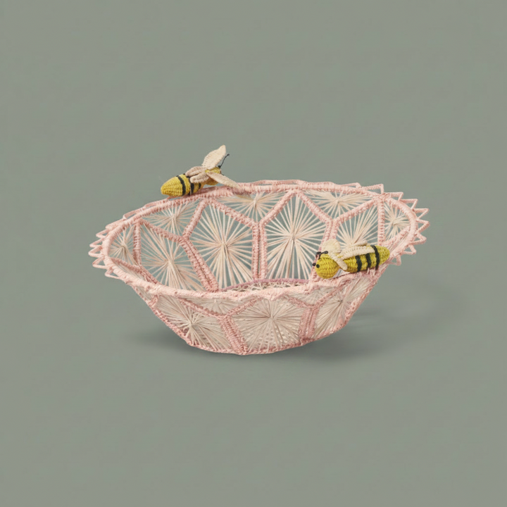 Busy Bees Handwoven Iraca Basket