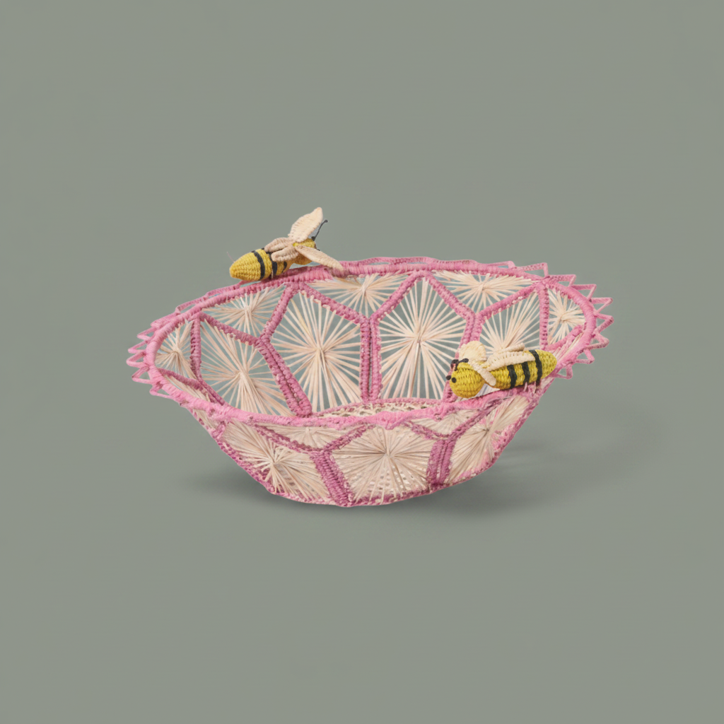 Busy Bees Handwoven Iraca Basket