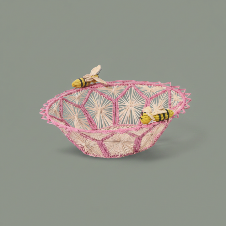 Busy Bees Handwoven Iraca Basket