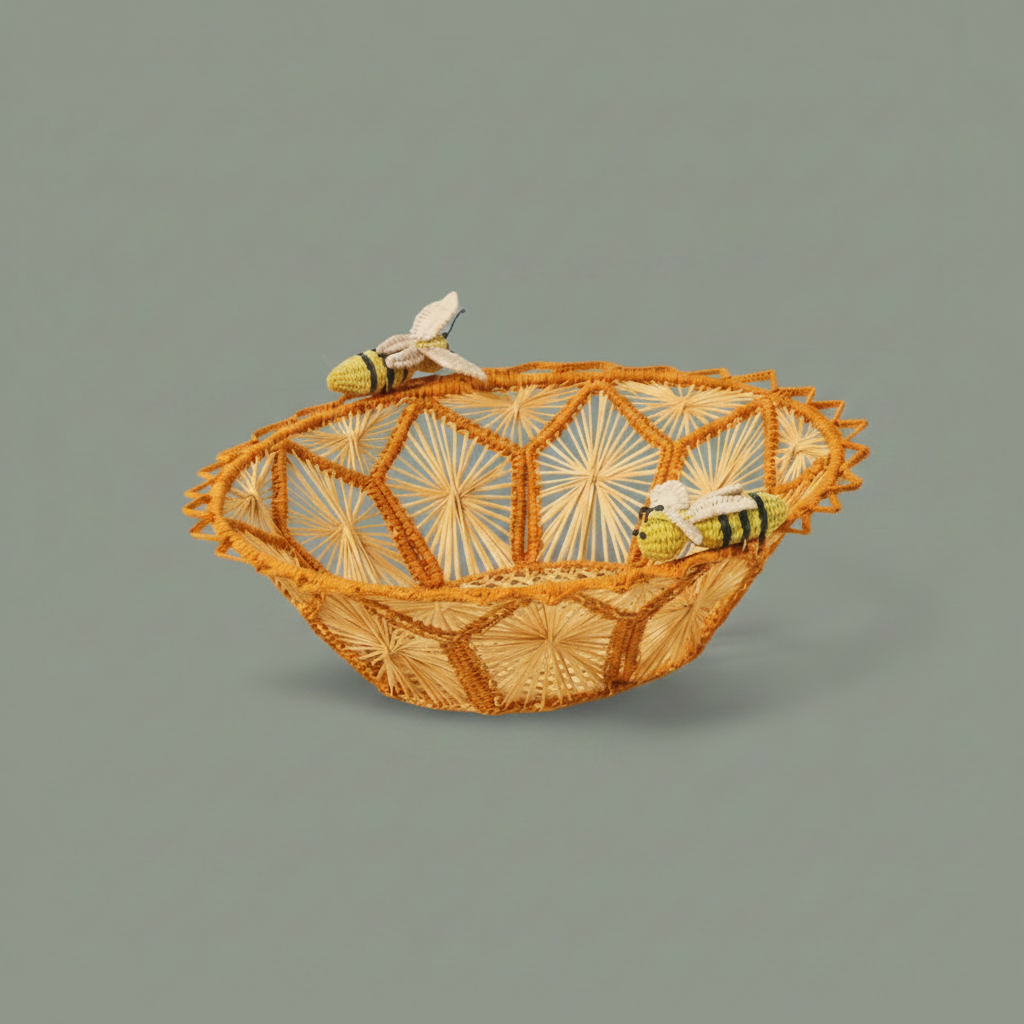 Busy Bees Handwoven Iraca Basket