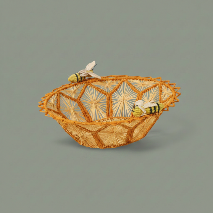 Busy Bees Handwoven Iraca Basket