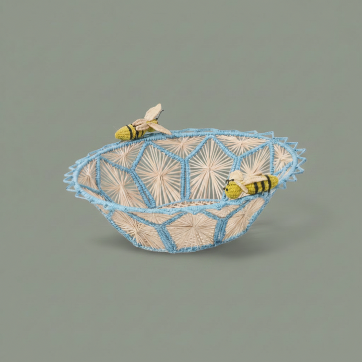 Busy Bees Handwoven Iraca Basket