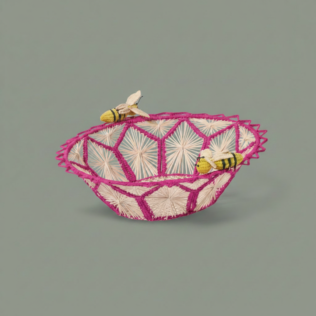 Busy Bees Handwoven Iraca Basket