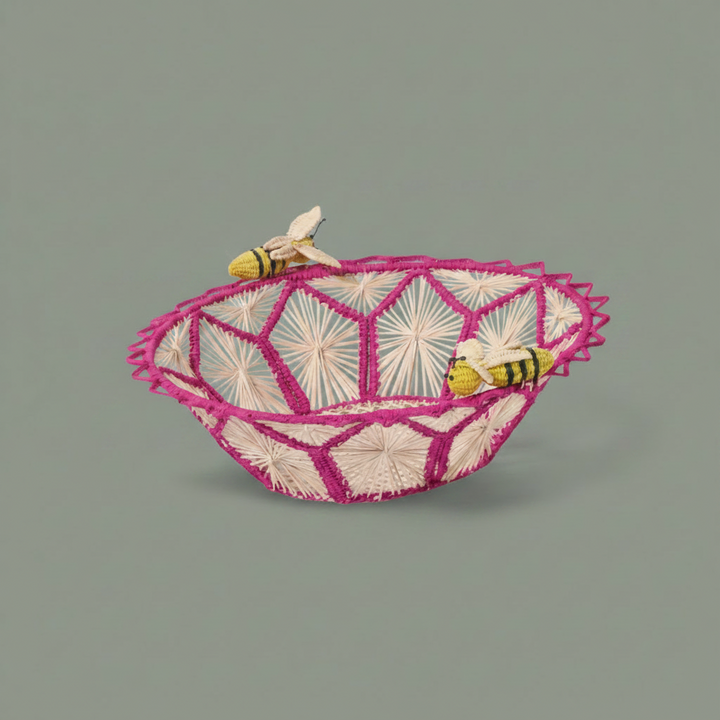 Busy Bees Handwoven Iraca Basket