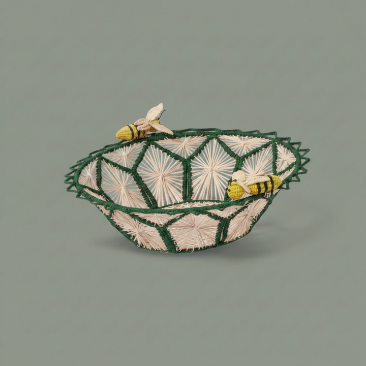 Busy Bees Handwoven Iraca Basket