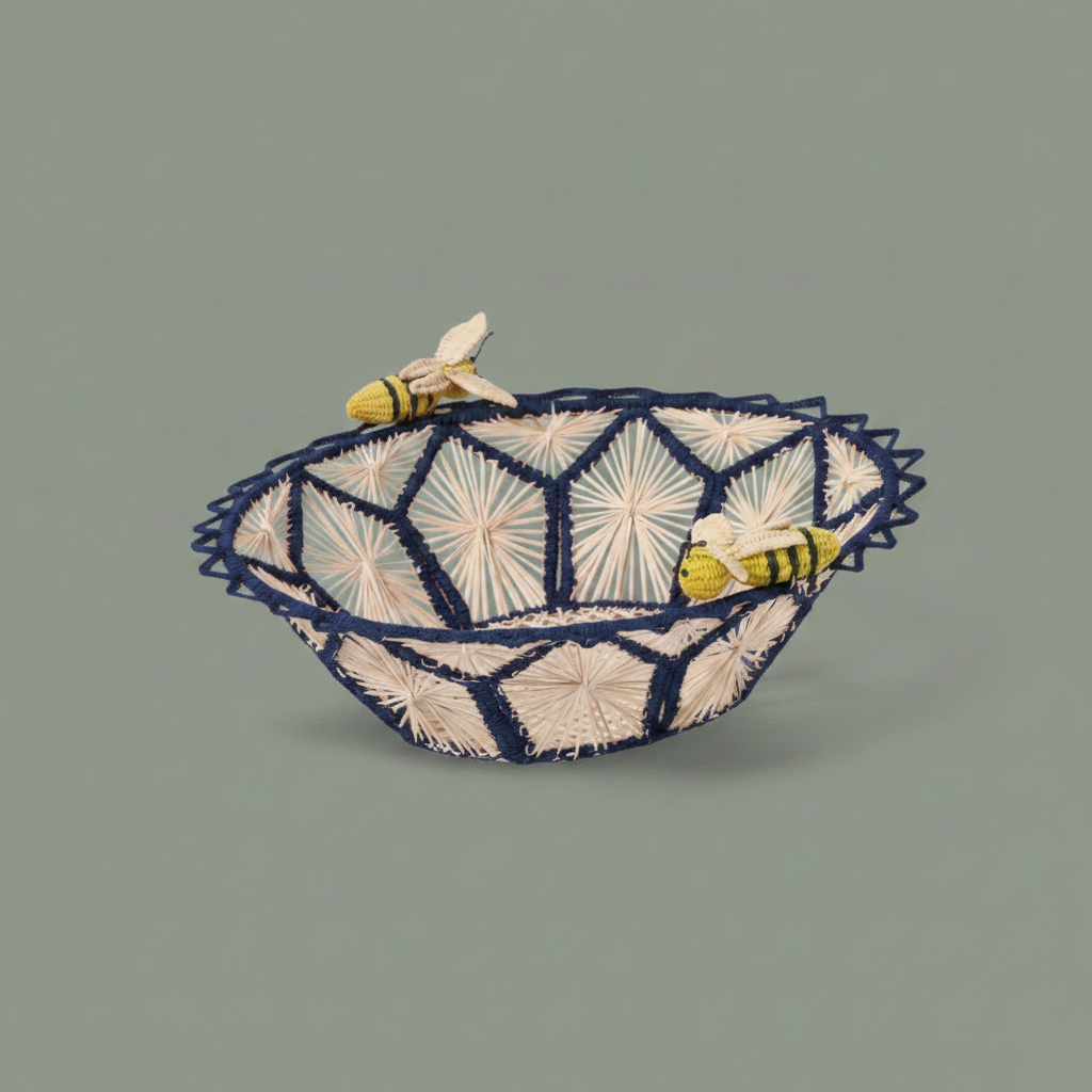 Busy Bees Handwoven Iraca Basket