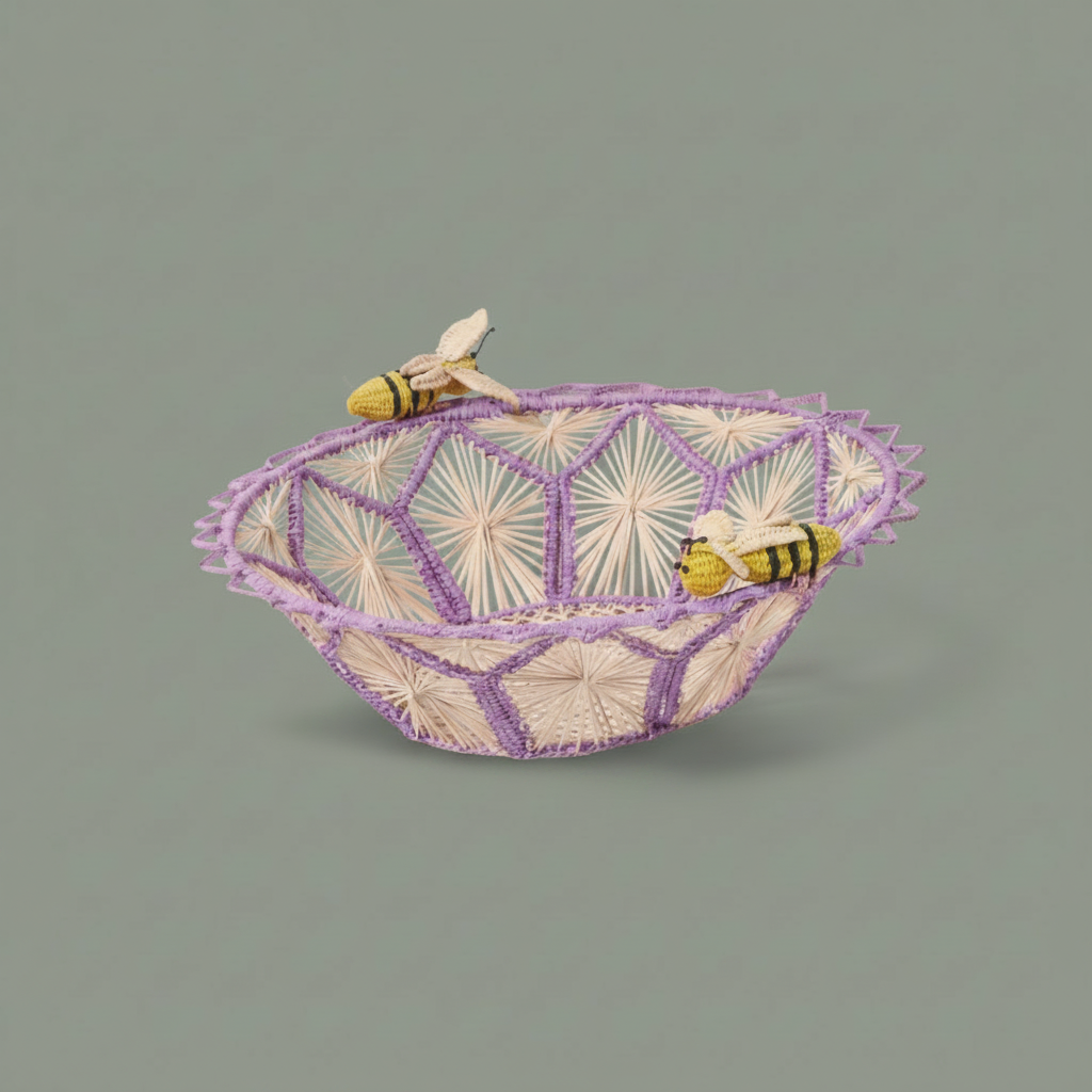 Busy Bees Handwoven Iraca Basket