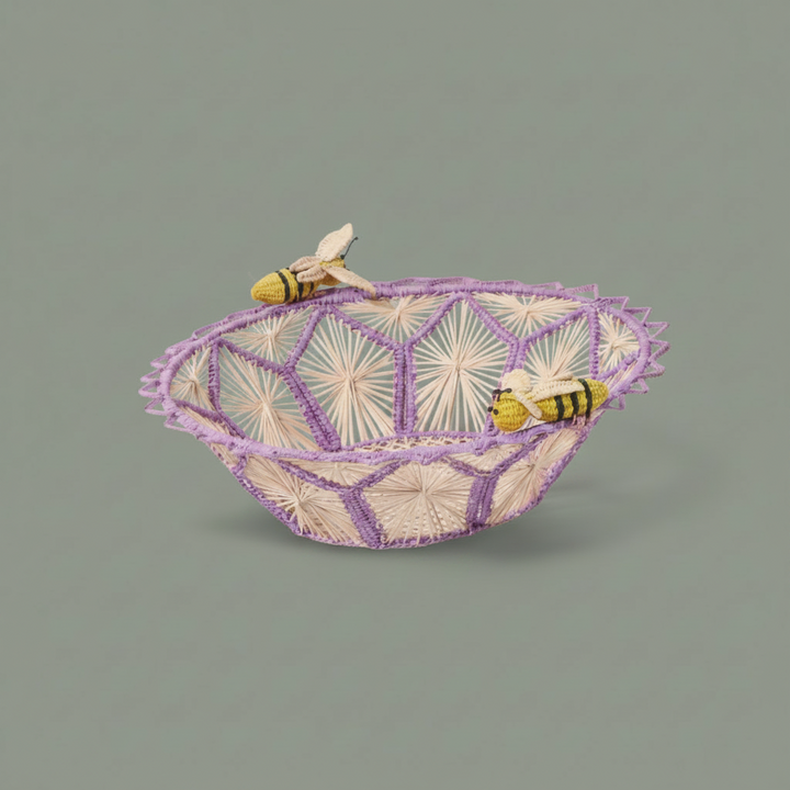 Busy Bees Handwoven Iraca Basket