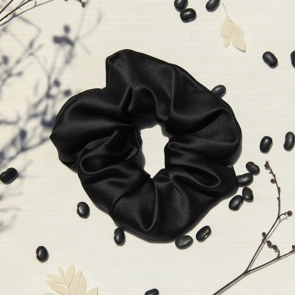 Upcycled Black Satin Scrunchie