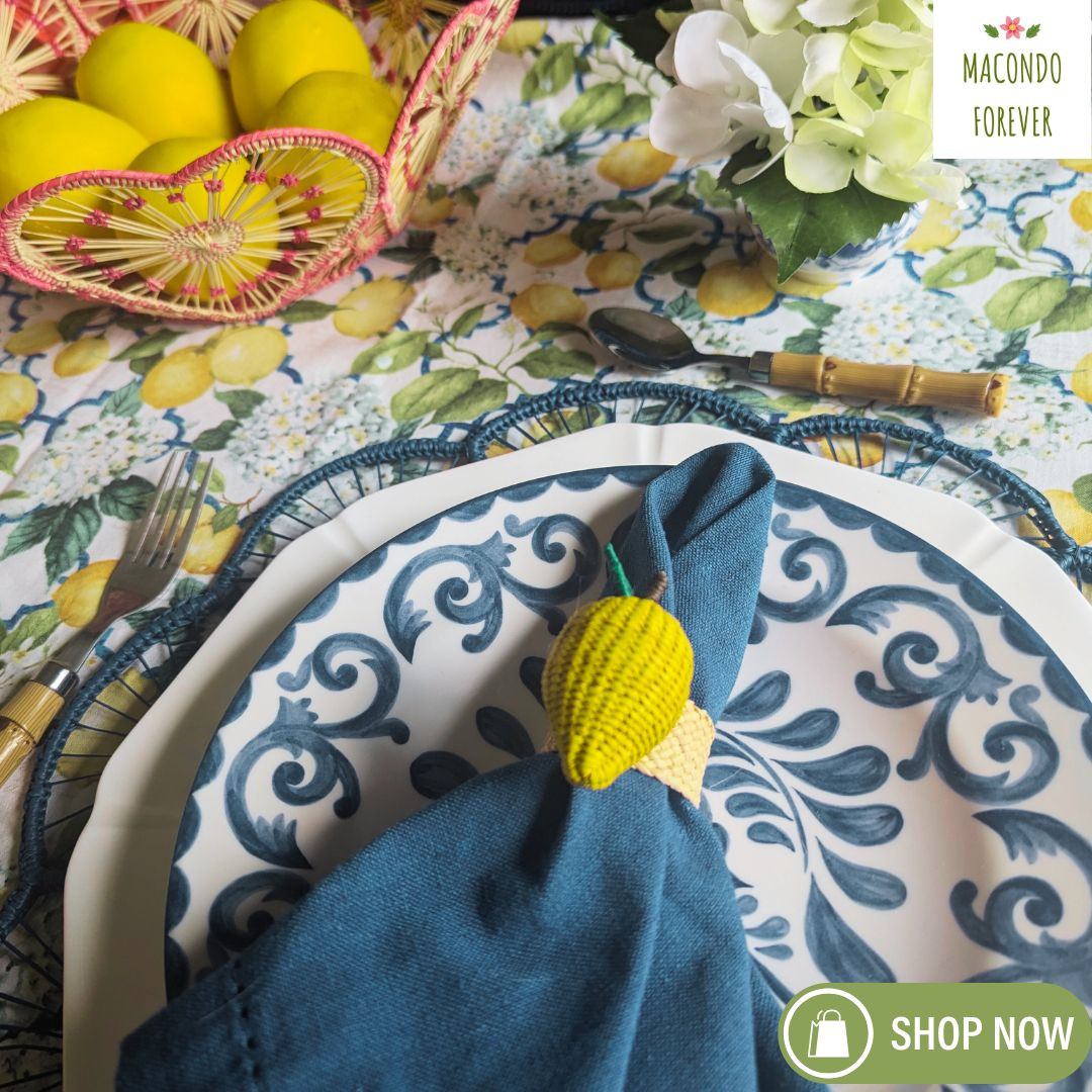 Lemon Handwoven Iraca Napkin Ring — Napkin Ring, [material], MacondoForever