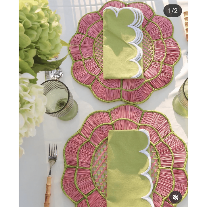 Blush Bloom Handwoven Iraca Placemat - Lilly Pulitzer Inspired Style — Placemats, [material], MacondoForever