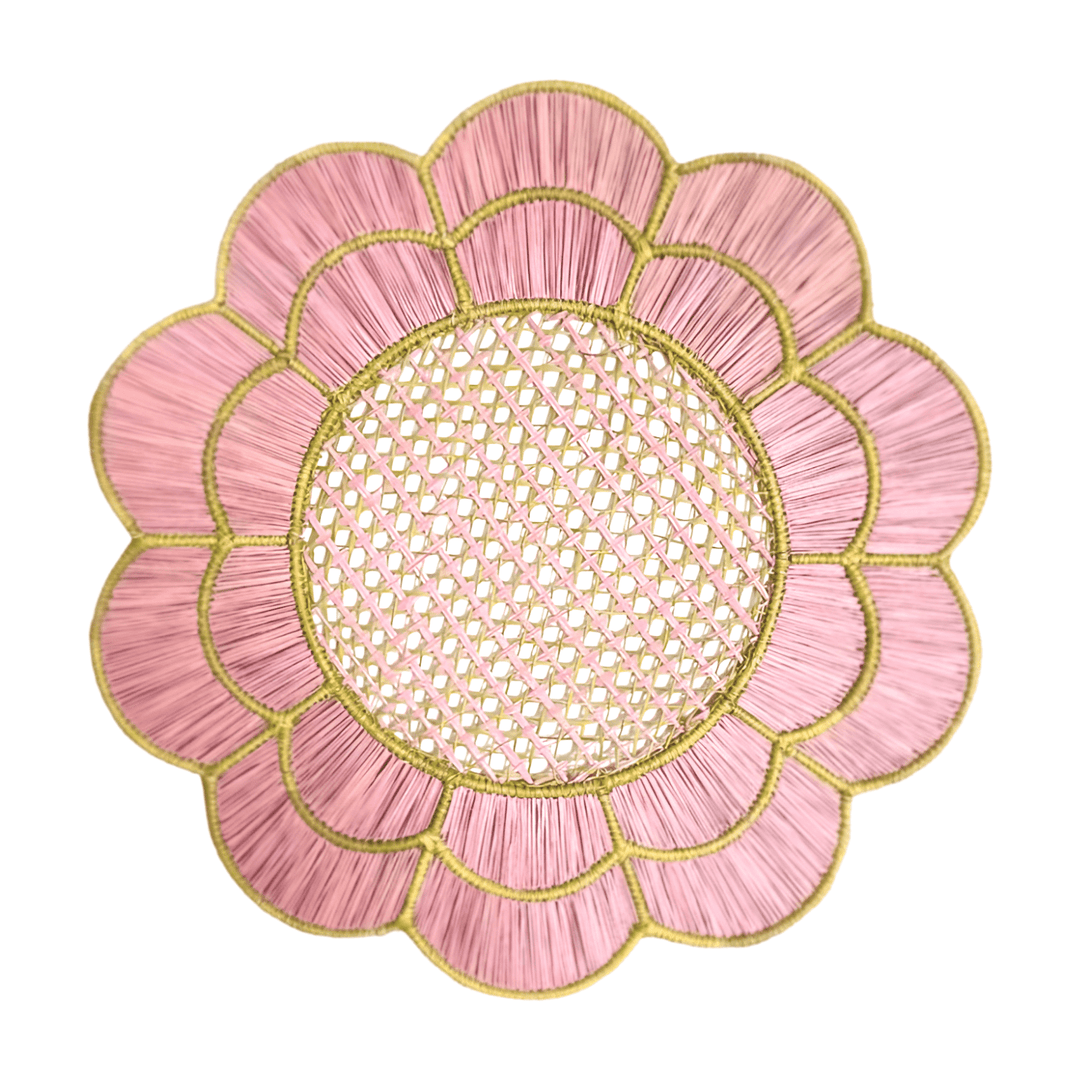 Blush Bloom Handwoven Iraca Placemat - Lilly Pulitzer Inspired Style — Placemats, [material], MacondoForever
